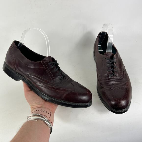 New Balance Dress Shoes Men's 10.5 Burgundy Leather USA Classic Brogue Wingtip - Picture 1 of 12